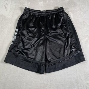 VTG AND1 Shorts Mens Large Black Basketball Shiny‎ Silky Dazzle Pockets Gym
